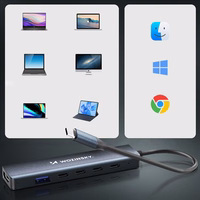 USB-C 6 in 1 Hub Wozinsky WHBC10Y4S daudzfunkcionāls, alumīnijs, ar 25 cm kabeli - pelēks