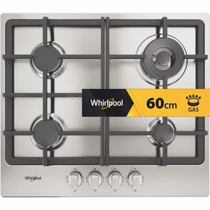 Whirlpool TGML 661 IX R iebūvējama gāzes plīts virsma no nerūsējošā tērauda, 58 cm, 4 zonas