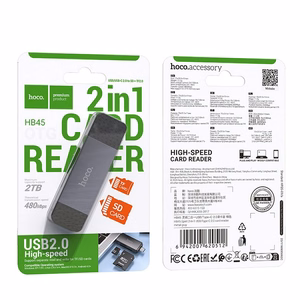 Atmiņas karšu lasītājs Hoco HB45 USB-C/USB-A 2-in-1 USB2.0 pelēks