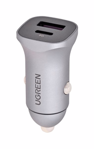 Ugreen USB Type-C / USB 24W Power Delivery Quick Charge automašīnas lādētājs pelēks (30780)