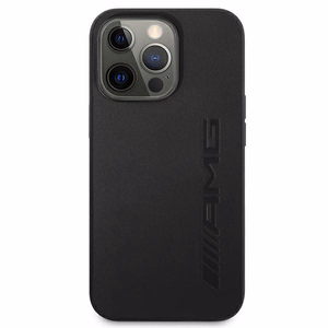 AMG Ādas karstspiedes viedtālruņa apvalks iPhone 13 Pro / 13 6.1" - melns