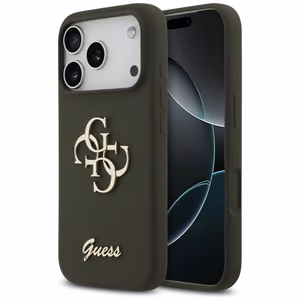 Guess Silicone Big 4G Script Чехол для iPhone 17 Pro - зелёный