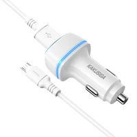 KAKU automašīnas lādētājs KSC-528 Shengyu - 2xUSB - 2,8A ar USB uz Micro USB balts
