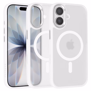 Liavec Cloudy maciņš ar metāla kameras rāmi priekš Iphone 17 balts (kameras vadības poga)