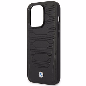 Viedtālruņa apvalks BMW BMHMP14L22RPSK iPhone 14 Pro 6.1" melns/melns ādas sēdekļu raksts MagSafe
