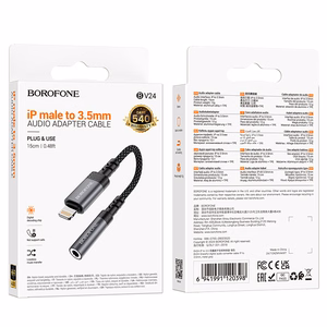 Borofone adapteris BV24 Graceful - Lightning uz jack 3,5 mm - pelēks