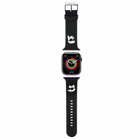 Karl Lagerfeld 3D Rubber Karl&Choupette Heads siksniņa for Apple Watch 42/44/45/49mm - melns