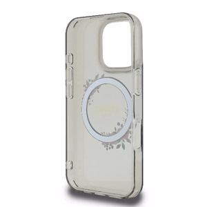 Guess GUHMP16XHFWFCK iPhone 16 Pro Max 6.9" melns/melns cietais apvalks IML Flowers Wreath Magnētiskais