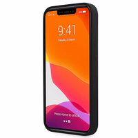 Guess GUHMP13LLSLMGBK viedtālruņa apvalks iPhone 13 Pro / 13 6.1" melns cietais silikona ar zelta logotipu MagSafe