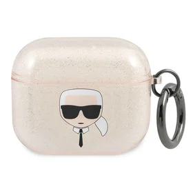 Karl Lagerfeld mirdzošs Karl's Head apvalks AirPods 3 austiņām - zeltains