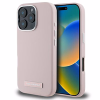 Karl Lagerfeld FW Metal Plate magnētiskais viedtālruņa apvalks iPhone 16 Pro - rozā