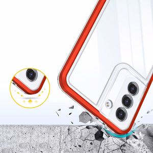Прозрачный чехол 3in1 для Samsung Galaxy S22+ (S22 Plus) гелевый с рамкой красный