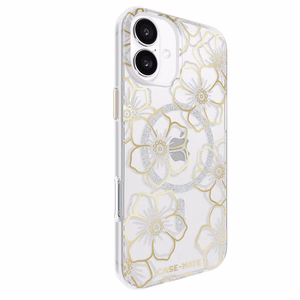 Case-Mate Floral Gems MagSafe vāciņš ierīcei iPhone 16 Plus, zelta krāsā