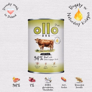 Ollo Plus Collagen Beef – mitrā suņu barība ar liellopu gaļu un kolagēnu, 400 g