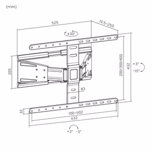 Kruger&Matz Ultra Slim universāls 43–90 collu sienas stiprinājums ar vertikālu un horizontālu regulēšanu