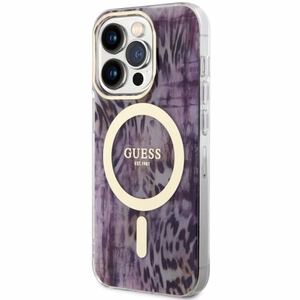 Guess GUHMP14LHLEOPWP iPhone 14 Pro 6.1" rozā/rozā cietais apvalks Leopards MagSafe
