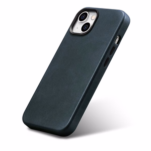 Чехол iCarer Oil Wax Premium Leather для iPhone 14 Plus магнитный кожаный с MagSafe тёмно-синий
