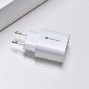 FORCELL F-ENERGY TFK-TC-30WPD ceļojuma lādētājs Type C + USB A PD QC4.0 3A 30W balts