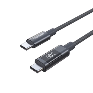 Choetech XCC-1068 PD 60W USB-C - USB-C kabelis ar displeju 1.2 m - melns