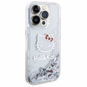 Hello Kitty Liquid Glitter Charms Kitty Head viedtālruņa apvalks iPhone 13 Pro / 13 - sudraba