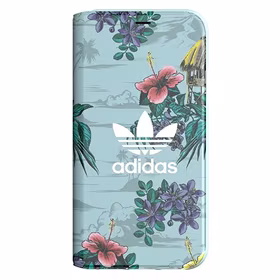 Adidas grāmatiņas tipa apvalks ar ziediem iPhone X / XS - pelēks