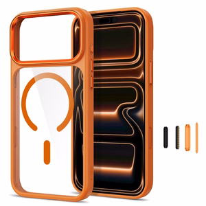 Tech-Protect Magmat MagSafe CC maciņš modelim iPhone 17 Pro / 18 Pro – oranžs un caurspīdīgs