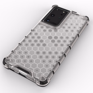 Šūnveida dizaina viedtālruņa apvalks bruņots pārsegs ar gēla rāmi Samsung Galaxy S22 Ultra zils
