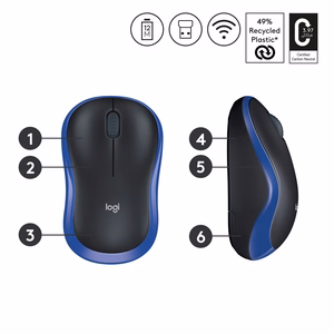 Bezvadu pele Logitech 2,4G 1000 dpi M185 zila