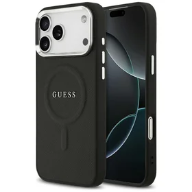 Guess Classic Logo Magnētiskais viedtālruņa apvalks iPhone 17 Pro Max - melns