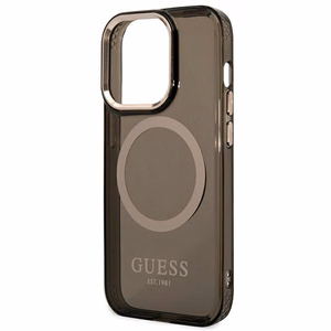 Guess GUHMP14XHTCMK iPhone 14 Pro Max 6.7" melns/melns cietais apvalks Zelta kontūra Daļēji caurspīdīgs Magnētiskais