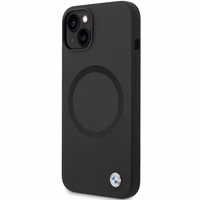 BMW BMHMP14SSILBK2 viedtālruņa apvalks iPhone 14 - melns Signature Liquid Silicone MagSafe