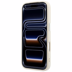 Guess Grained Triangle Logo MagSafe vāciņš iPhone 18 Pro / 17 Pro – bēšs