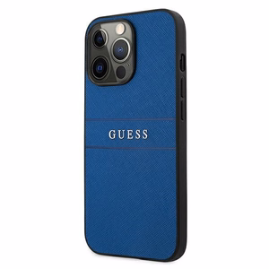 Guess Saffiano siksniņas viedtālruņa apvalks iPhone 13 Pro Max 6.7" - zils