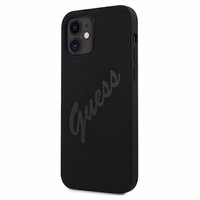 Guess GUHCP12SLSVSBK iPhone 12 mini 5.4" melns/melns cietais apvalks Script Vintage