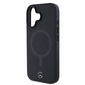Mercedes gludas ādas magnētiskais iPhone 16 Plus viedtālruņa apvalks - melns