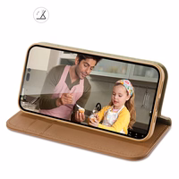 Dux Ducis Hivo ādas atverams vāciņš īstas ādas maks kartēm un dokumentiem iPhone 14 Pro Max brūna