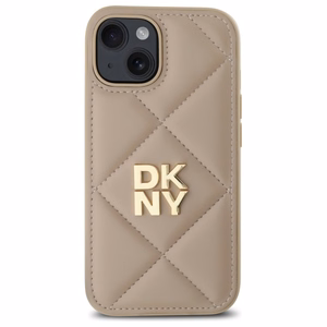 DKNY Quilted Stack Logo viedtālruņa apvalks iPhone 15 - bēšs