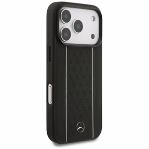 Mercedes Leather Star Pattern Stripes MagSafe Чехол для iPhone 17 Pro - чёрный