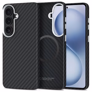 Tech-Protect Ion Carbon MagSafe Maciņš for Samsung Galaxy S26 - melns and sudraba