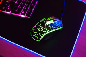 ART set wire keyboard USB A QWERTY with light + wire mouse USB A with light AK-50 black