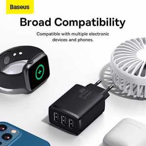 Baseus Compact Wall Charger - 3xUSB - 17W (CCXJ020101) black