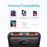 VEGER portatīvais lādētājs 10000 mAh PD QC3.0 2A 20W L10S (W1105PD) melna