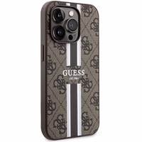Guess 4G Printed Stripes MagSafe viedtālruņa apvalks iPhone 15 Pro - brūns