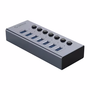 Orico BT2U3-7AB Centrmezgls 7x USB-A 3.0 ar slēdžiem - pelēks