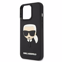Karl Lagerfeld 3D gumijas Karla galvas apvalks iPhone 13 Pro / iPhone 13 - melns