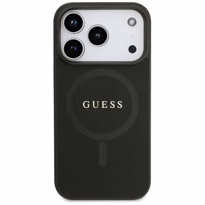 Guess Saffiano Classic Logo MagSafe Чехол для iPhone 17 Pro - чёрный