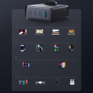 GaN lādētājs UK Joyroom JR-TCG05UK 140W 3x USB-C USB-A + USB-C / USB-C kabelis 240W 1.2m