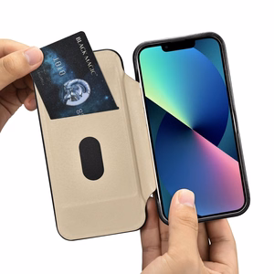iCarer CE Oil Wax Premium ādas folio viedtālruņa apvalks iPhone 14 Plus Magnētiskais atveramais apvalks ar MagSafe Melns (AKI14220707-BK)