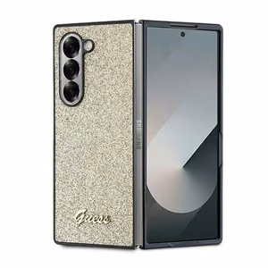 Guess 4G Mirdzošs Uzraksts Viedtālruņa apvalks Samsung Galaxy Z Fold 6 - Zelta