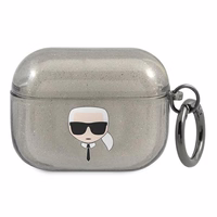 Karl Lagerfeld KLAPUKHGK AirPods Pro maciņš melns Glitter Karl's Head